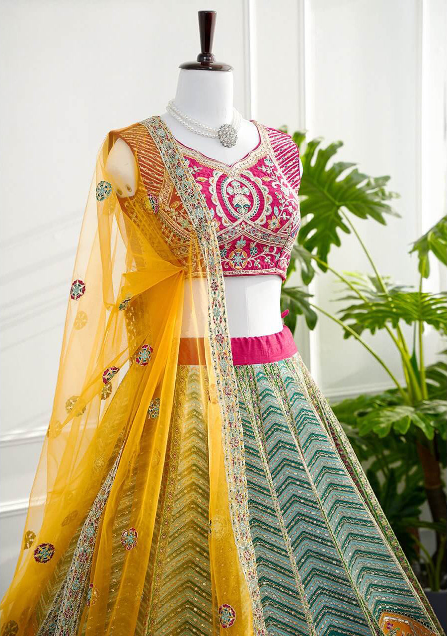 Vibrant Multicolor Embroidered Lehenga Set