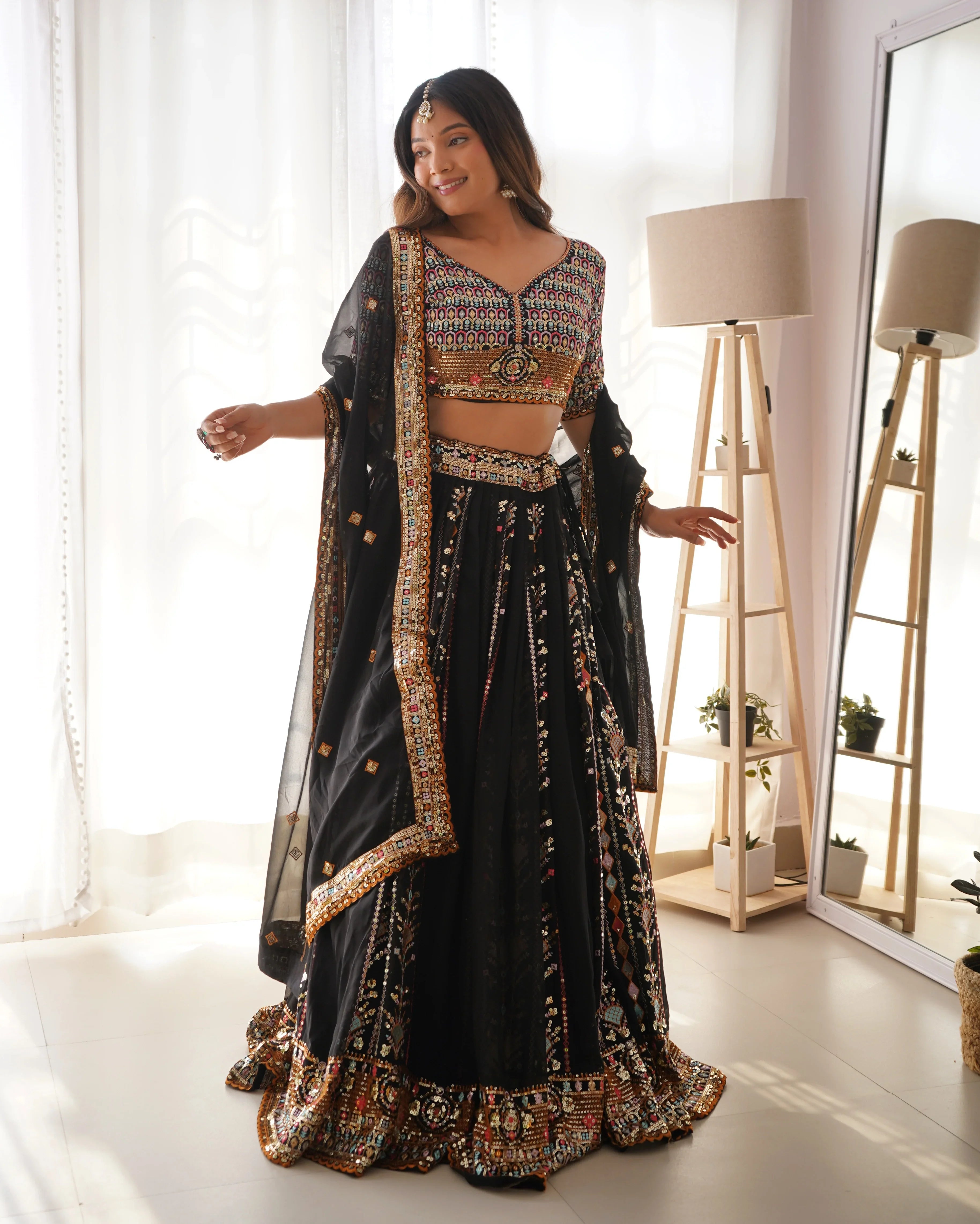 Black Designer Lehengha Choli With Dupatta