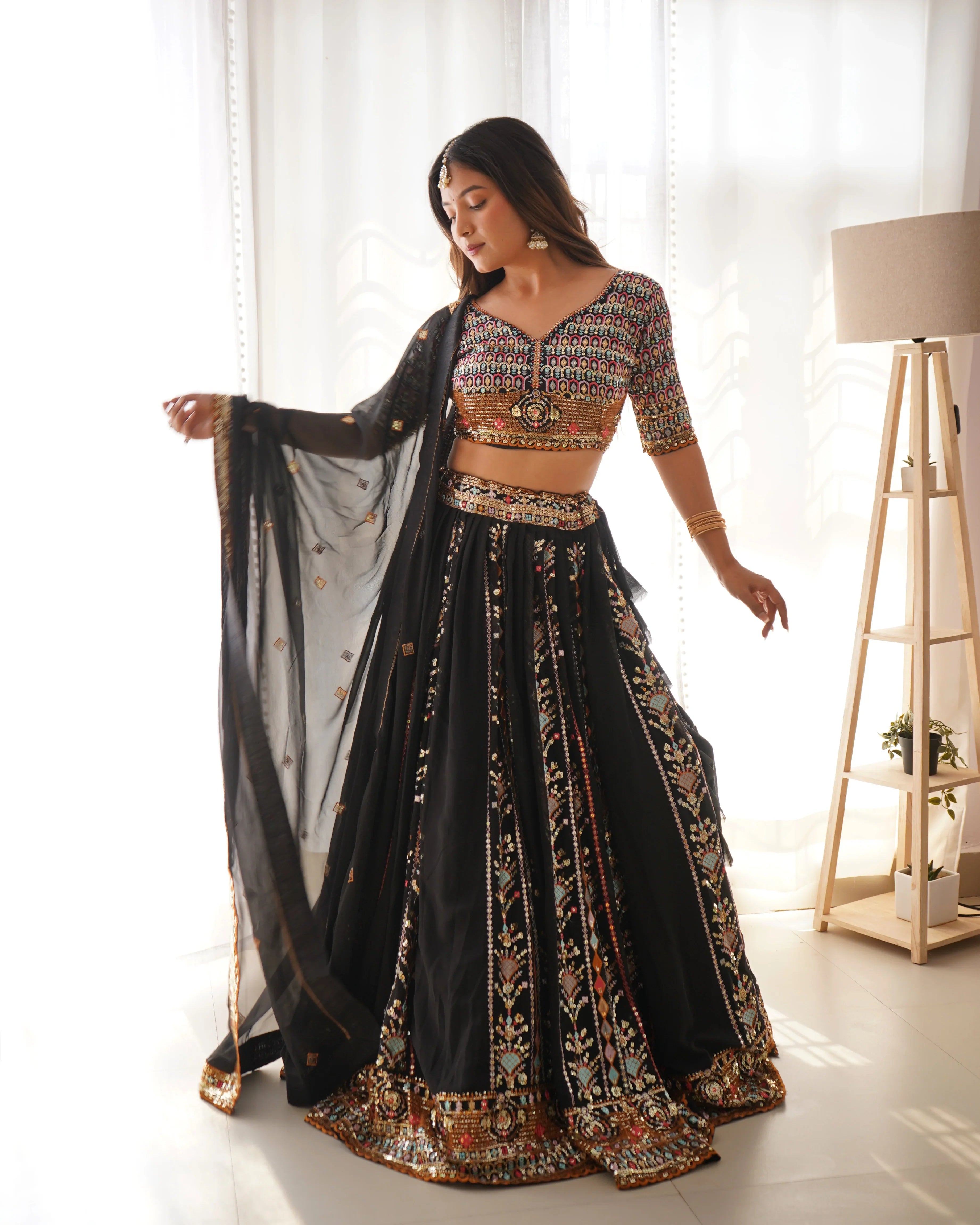 Black Designer Lehengha Choli With Dupatta