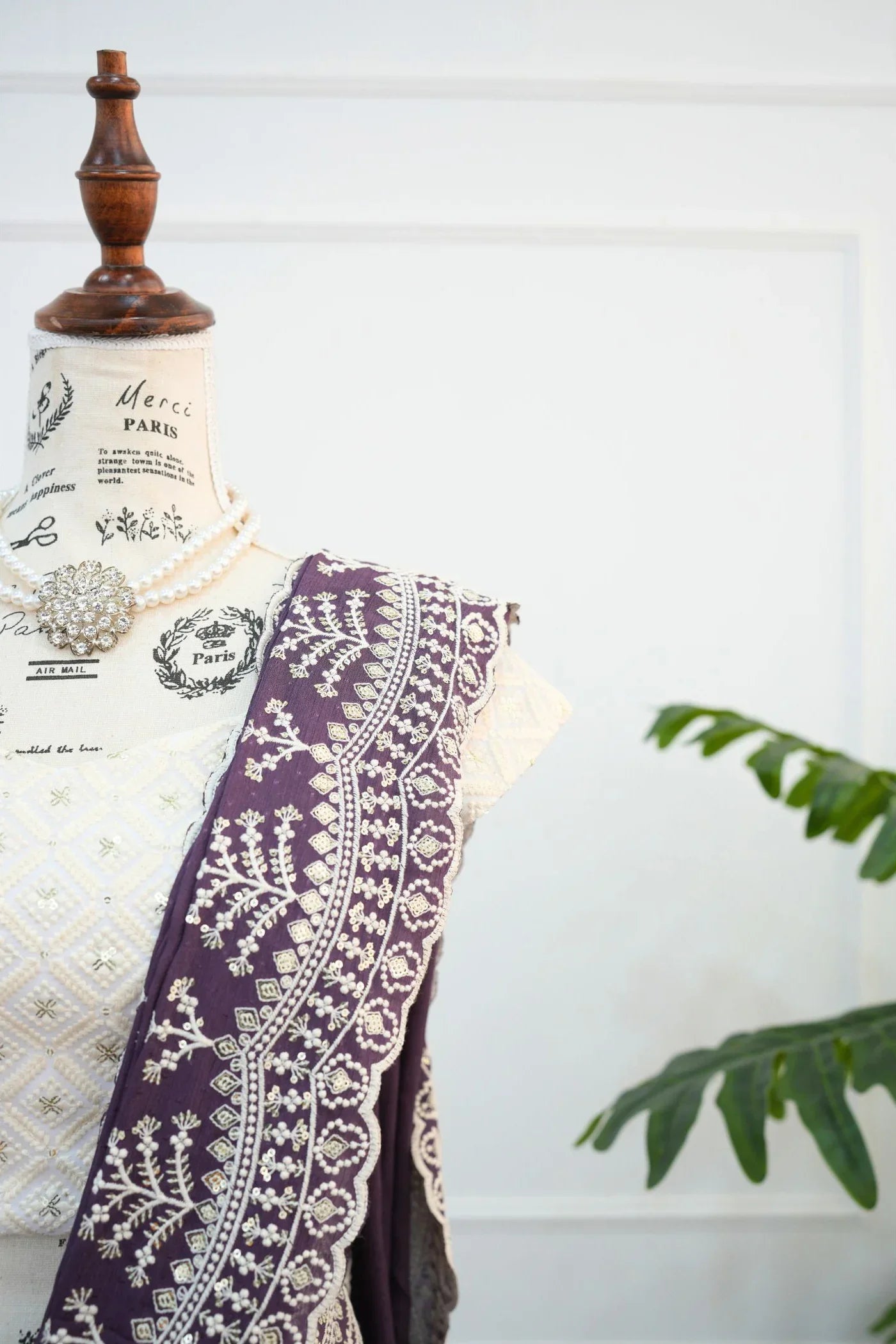 Regal Purple Embroidered Saree Set