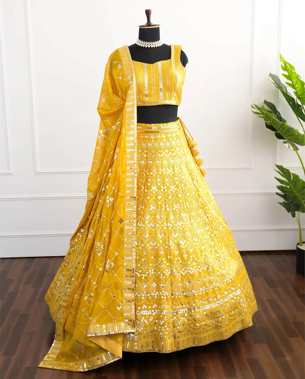 Radiant Yellow Mirror Work Lehenga Set
