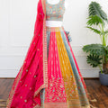 Vibrant Multicolor Panelled Embroidered Lehenga