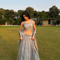 Smoky Grey Embroidered Lehenga Set