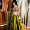 Mehndi & Green Tropical Embroidered Lehenga Set