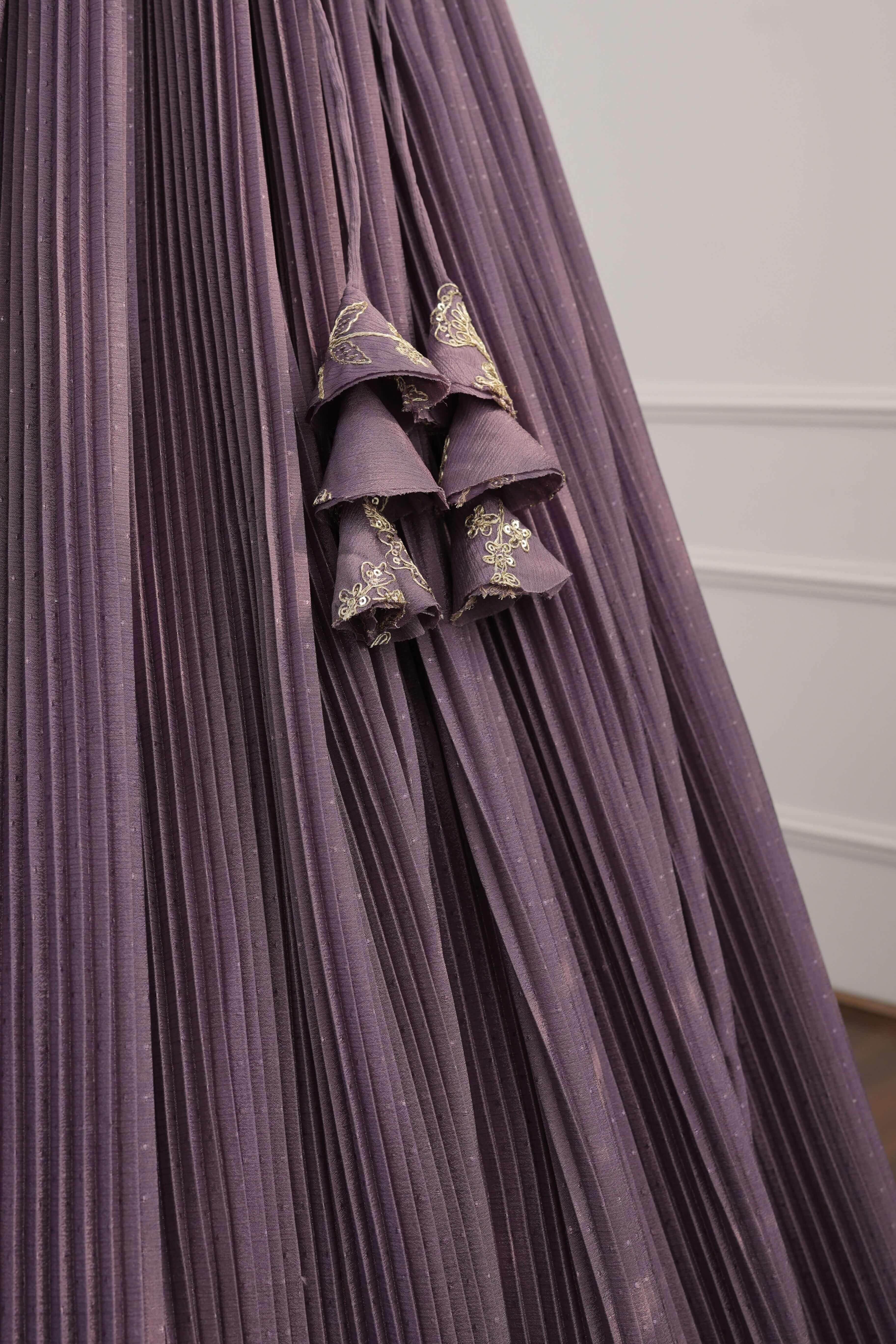 Elegant Lavender/Purple Embroidered Lehenga Set