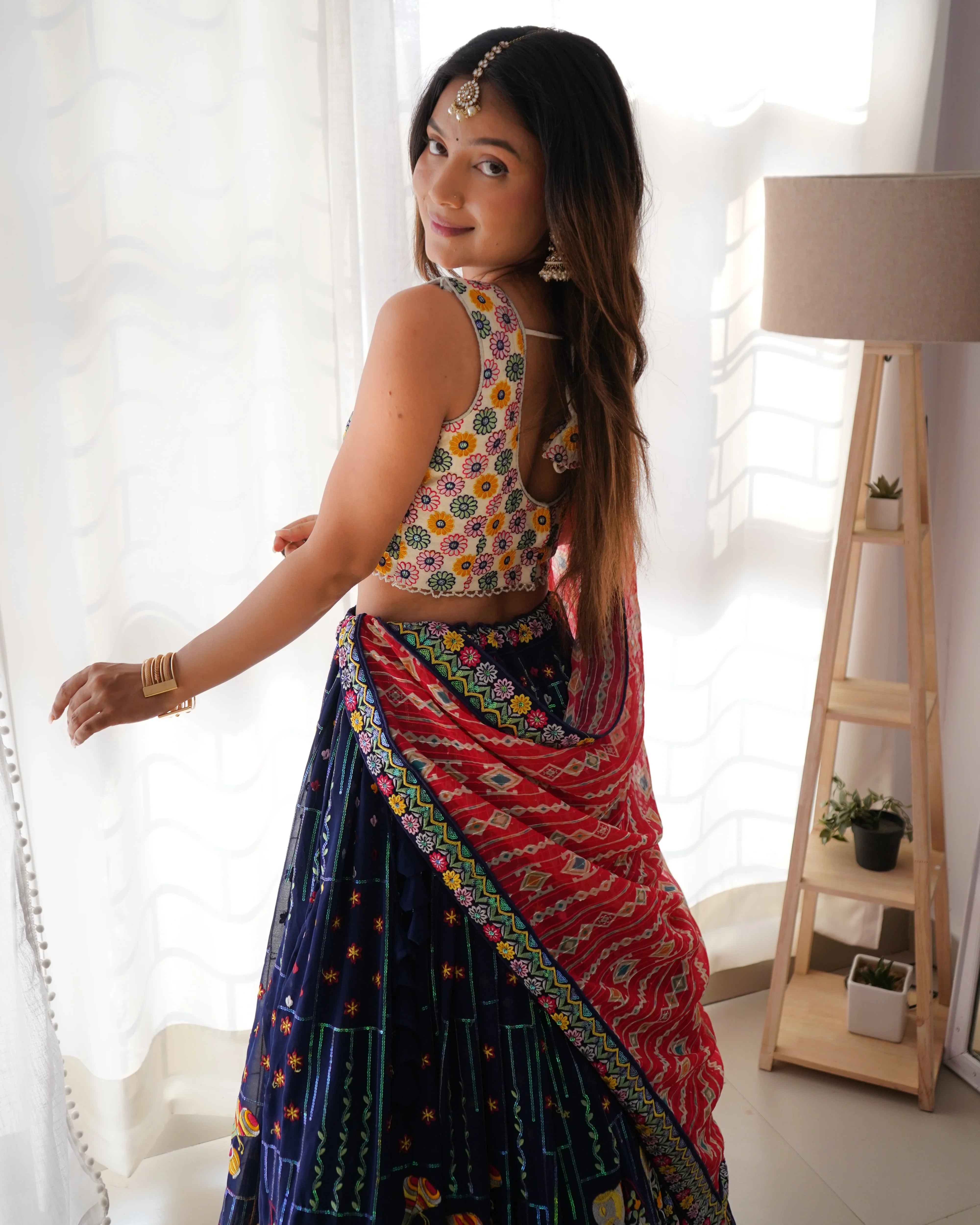 Navy Blue Designer Lehengha Choli With Dupatta