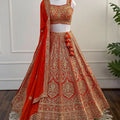 Exquisite Orange Bridal Lehenga Choli Set