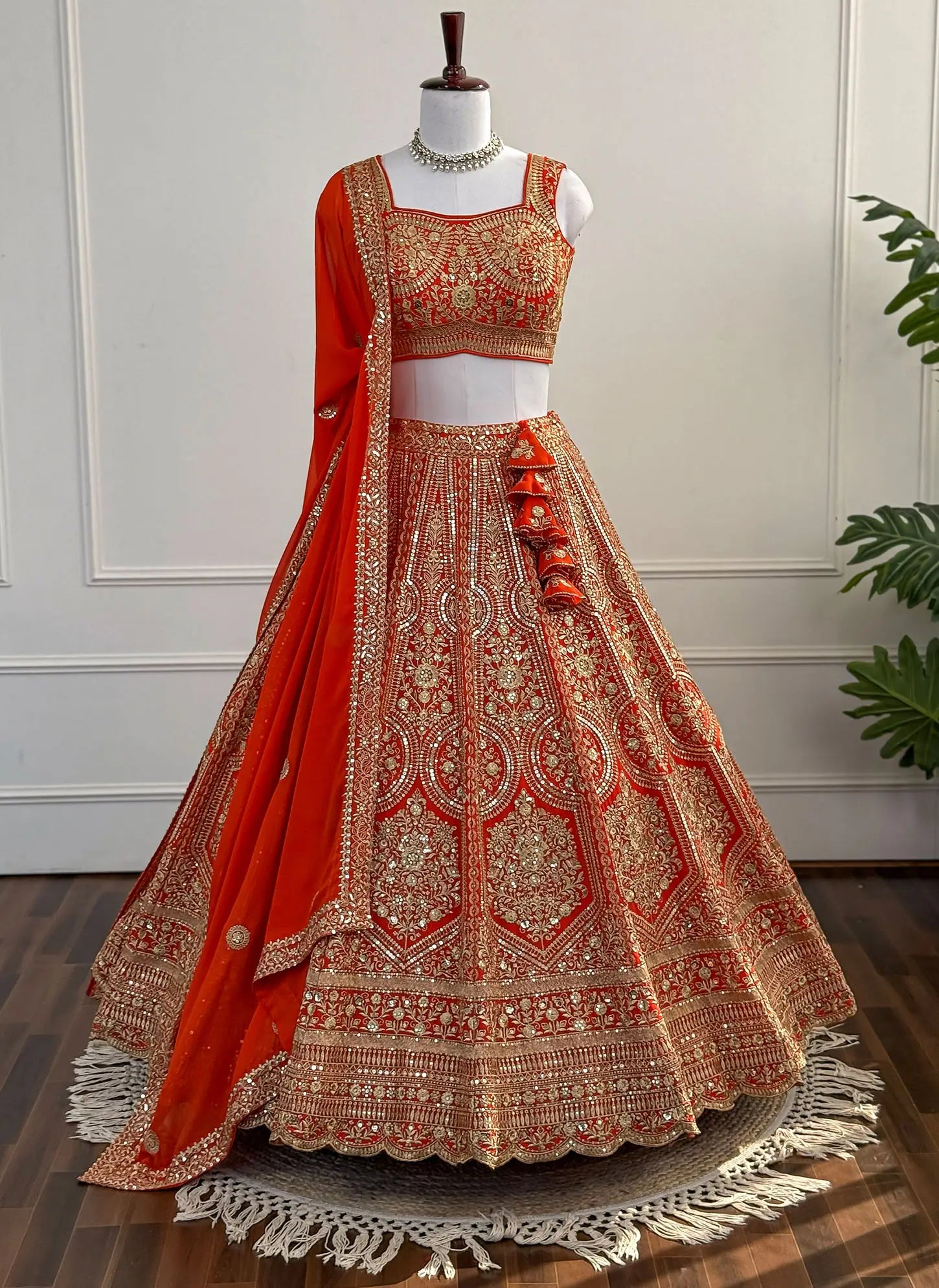 Exquisite Orange Bridal Lehenga Choli Set