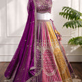 Purple & Yellow Dual-Tone Embroidered Lehenga