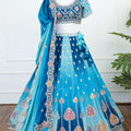 Blue Ombré Heart Motif Embroidered Lehenga Set