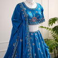 Regal Royal Blue Lehenga with Multicolor Floral Embroidery