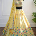 Sunshine Yellow Embroidered Lehenga with Matching Dupatta