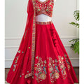 Radiant Red Floral Embroidered Lehenga Set