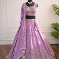 Lavender Embroidered Lehenga with Matching Dupatta