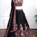 Black Floral Embroidered Lehenga Set