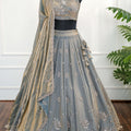 Smoky Grey Embroidered Lehenga Set