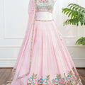 Pastel Pink Floral Embroidered Lehenga Set